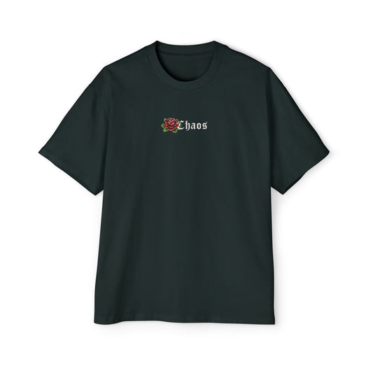 Men's Heavy Oversized Tee with 'Chaos' Floral Design